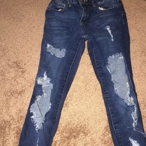 high rise ripped jeans